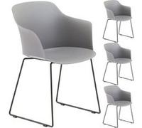 Lot de 4 chaises de jardin FORO en plastique gris gris G