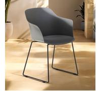 Lot de 4 chaises de jardin FORO fauteuil d'extérieur en plastique blanc résistant aux UV et pieds en métal noir