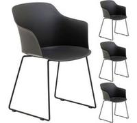 IDIMEX Lot de 4 chaises de Jardin FORO Fauteuil d'extérieur en Plastique Noir résistant aux UV et Pieds en métal Noir