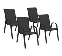Lot De 4 Chaises De Jardin Lyma Métal Et Textilène Empilables Noires Noir