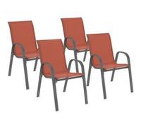 IDMarket - Lot de 4 chaises de Jardin LYMA métal et textilène empilables Terracotta