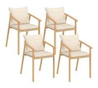 IDMarket - Lot de 4 chaises de Jardin Malta Structure en métal Effet Bois, lanières et Coussins Beiges