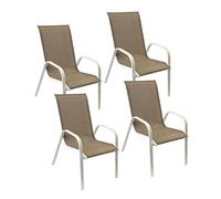 Lot de 4 chaises marbella en textilène taupe - aluminium blanc