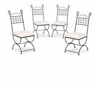 Lot de 4 chaises de jardin méditerranéennes Segovia en fer noir 100 cm