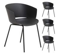 IDIMEX Lot de 4 chaises de Jardin NIVEL Fauteuil d'extérieur en Plastique Noir résistant aux UV et Pieds en métal Noir