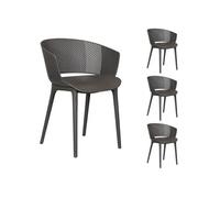 IDIMEX Lot de 4 chaises de Jardin OLINDO en Plastique Gris, Chaise d'extérieur pour terrasse avec Protection Anti-UV