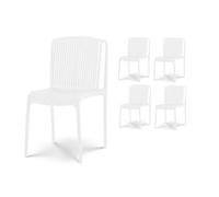Lot de 4 chaises de Jardin ou Terrasse Blanches en Résine Polypropylène
