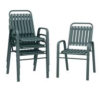 Lot de 4 chaises de jardin - Outsunny - empilables - avec haut dossier et accoudoirs - cadre en acier - pour terrasse piscine - gris