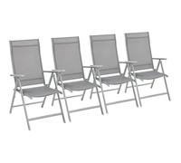 Lot de 4 Chaises de Jardin Pliables - SONGMICS - Gris - Dossier réglable sur 8 Positions - Charge 150 kg