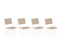 Lot de 4 chaises de jardin pliante métal Modula Blanc et Lin- Hesperide