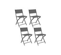 IDMarket – Lot de 4 chaises de jardin pliantes Bastia métal et textilène gris anthracite