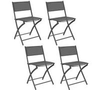 Lot de 4 chaises de jardin pliantes BASTIA métal et textilène gris anthracite G