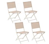 Toilinux - Lot de 4 chaises de jardin pliables MODULA - Lin et Argile