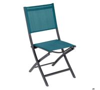 Hespéride - Lot de 4 Chaises de Jardin Pliantes Essentia Bleu Canard - Aluminium Texaline - Dim 45 x 57 x 90 cm - Meuble d'Extérieur Pliable