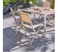 Lot de 4 chaises de jardin pliantes ""Essentia"" lin & argile - Hespéride