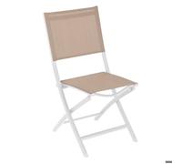 Lot de 4 chaises de jardin pliantes ""Essentia"" lin & blanc en aluminium traité époxy - Hespéride
