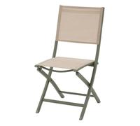 Lot de 4 chaises de jardin pliantes ""Essentia"" lin & vert laurier aluminium et texaline - Hespéride