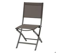 Lot de 4 chaises de jardin pliantes ""Essentia"" wengé & praliné aluminium et texaline - Hespéride