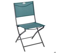 Lot de 4 chaises de jardin pliantes ""Modula"" bleu canard & graphite acier traité époxy - Hespéride
