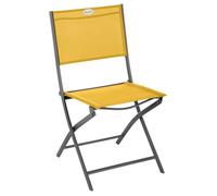Lot de 4 chaises de jardin pliantes ""Modula"" jaune moutarde & graphite en acier traité époxy - Hespéride