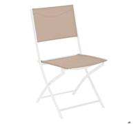 Lot de 4 chaises de jardin pliantes ""Modula"" lin & blanc en acier traité époxy - Hespéride