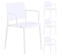 Lot de 4 chaises de jardin TERRA blanc pour extérieur et terrasse, avec protection résitance aux UV