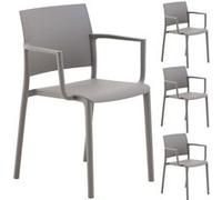 Lot de 4 chaises de jardin TERRA - Gris Gris G