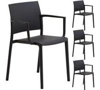 Lot de 4 chaises de jardin TERRA - Noir Noir G