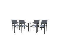 sweeek - Lot de 4 chaises de Jardins empilables en Aluminium et textilène. Anthracite