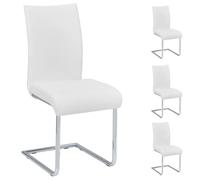 IDIMEX Lot de 4 chaises de Salle à Manger ALADINO piètement chromé revêtement synthétique Blanc
