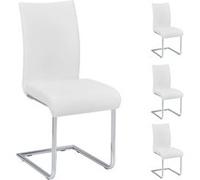 IDIMEX Lot de 4 chaises de Salle à Manger ALADINO piètement chromé revêtement synthétique Blanc