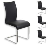 Lot de 4 chaises de salle à manger ALADINO piètement chromé revêtement synthétique noir
