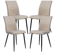 Lot de 4 chaises de salle à manger, aspect cuir, modernes et confortables, avec face avant matelassée, dossier incurvé pour plus de confort d'assise, couleur : taupe, quantité : 4 pièces.