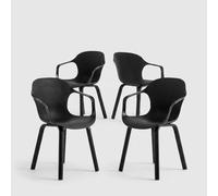 Lot de 4 chaises de salle à manger au design contemporain courtes - Noir