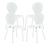Lot de 4 chaises de salle à manger blanches empilables - contreplaqué bouleau & pieds métal 85×48×50 cm