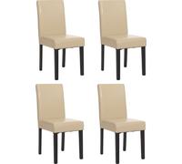 lot de 4 chaises de salle à manger Chaise de cuisine Littau certifiée MVG ~ similicuir, pieds crème foncé