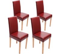 lot de 4 chaises de salle à manger Chaise de cuisine Littau ~ cuir, pieds rouges clairs