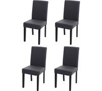 lot de 4 chaises de salle à manger Chaise de cuisine Littau FSC®- ~ similicuir, gris mat, pieds foncés