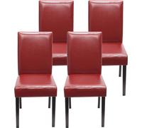 lot de 4 chaises de salle à manger Chaise de cuisine Littau FSC®- ~ similicuir, pieds rouges foncés