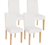 Lot de 4 chaises de séjour Littau - Simili-Cuir, Blanc Mat, Pieds clairs