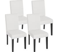 lot de 4 chaises de salle à manger Chaise de cuisine Littau ~ similicuir, blanc mat, pieds foncés