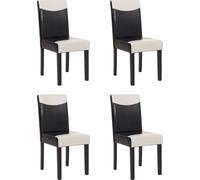 lot de 4 chaises de salle à manger Chaise de cuisine Littau ~ similicuir, noir et blanc, pieds foncés