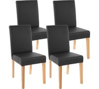 Lot de 4 chaises de séjour Littau - Simili-Cuir, Noir Mat, Pieds clairs