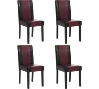 lot de 4 chaises de salle à manger Chaise de cuisine Littau ~ similicuir, noir-rouge, pieds foncés