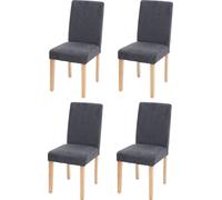 4x Chaise De Salle À Manger Chaise De Cuisine Littau Textile, Gris Anthracite, Pieds Clairs Gris