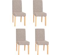 Mendler Lot de 4 chaises de séjour Littau - Tissu Gris, Pieds clairs