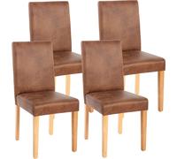 Lot De 4 Chaises De Séjour Littau Tissu, Aspect Daim Marron, Pieds Clairs Multicolore