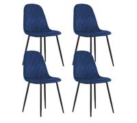 Lot de 4 chaises de salle à manger - Chaise en velours - Pieds en métal noir - Set de 4 chaises élégantes - Blue