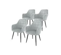Chaise ECD Germany Lot de 4 Chaises de Salle à Manger Cuisine Salon Séjour - Gris - Assise Siège Rembourrée en Velours Structure en Métal Fauteuil Rétro avec Accoudoirs