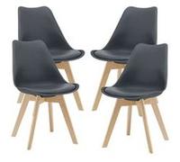 Lot de 4 chaise de bureau en casa interieur non empilable non pliable H. 81 cm en bois massif gris gris G